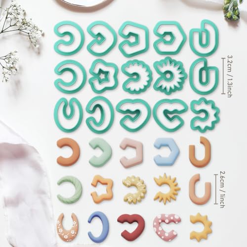 Polymer Clay Cutters - 15 Shapes Jewelry Earrings Cutter, Polymer Clay Cutters for Jewelry, Earring Making Kit with Storage Box - style: C-shaped (15 pcs)
