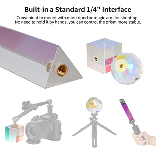 Meking 3Pcs Photography Crystal Prism with Mini Tripod - color: Coating style