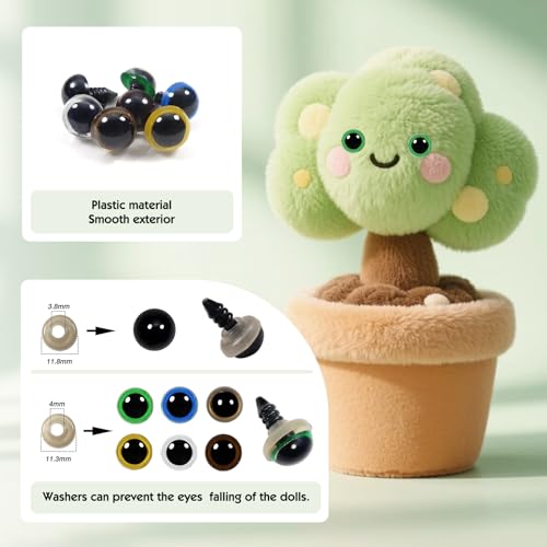 TOAOB 140pcs 14mm Colorful Plastic Safety Eyes Craft Eyes with Washers for Stuffed Animals Amigurumis Crochet Bears Dolls Making - size: 14mm