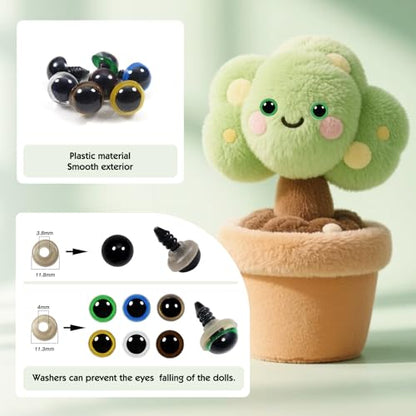 TOAOB 140pcs 14mm Colorful Plastic Safety Eyes Craft Eyes with Washers for Stuffed Animals Amigurumis Crochet Bears Dolls Making - size: 14mm