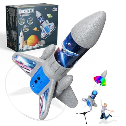 Rocket Launcher for Kids - 200 Ft of Flight Altitude, 2026 New Model Auto Electric Spinner Rocket Toys with Safe Parachute, Easter Birthday Gifts for Boys & Girls Age 6 7 9 10 11 12 8-13 Years Old - color: Universe-new