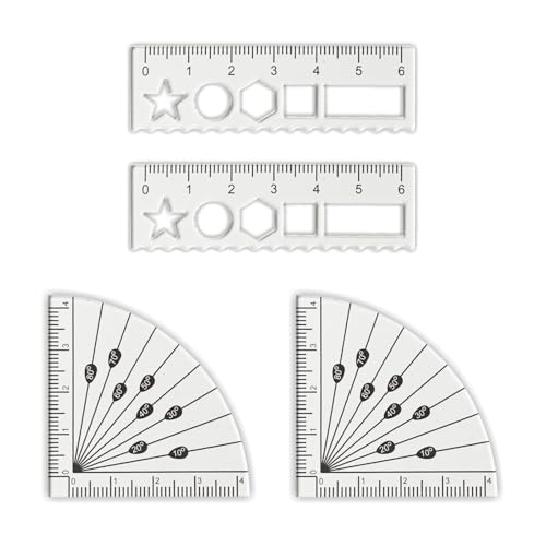 4 PCS Mini Acrylic Rulers and Protractors Kit