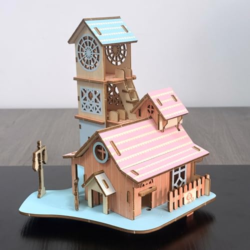 Log Cabin 3D Wooden House Puzzle,DIY Mini Building Model Kit，011 - color: 011