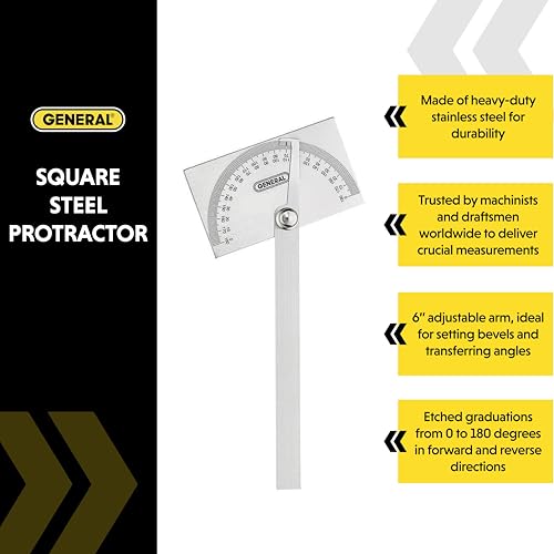 General Tools Square Head Protractor & Angle Finder for Carpentry & Framing
