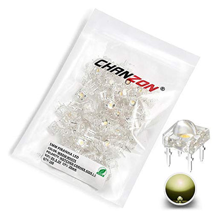 CHANZON 100 pcs 5mm Piranha Superflux Warm White LED Lights (DC 3V 20mA) - color: F) Warm White (100pcs)