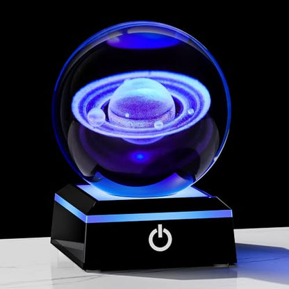 3d Saturn Crystal Ball Solar System Model Astronomy Science Planet Gifts - style: Saturn