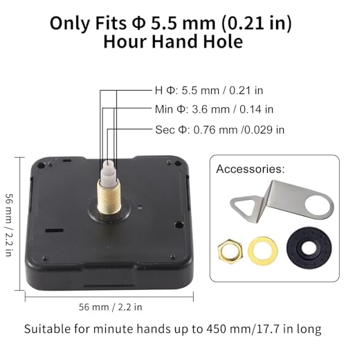 EMOON 2-Pack Quartz Clock Movement Replacement, Battery Operated Silent Clock Mechanism Kit for DIY Wall Clock Repair & Custom Clocks, Total Shaft Length 2.2*2 - size: Total Shaft Length 2.2 inches*2