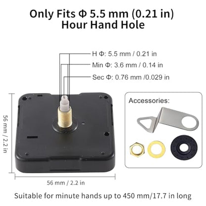 EMOON 2-Pack Quartz Clock Movement Replacement, Battery Operated Silent Clock Mechanism Kit for DIY Wall Clock Repair & Custom Clocks, Total Shaft Length 2.2*2 - size: Total Shaft Length 2.2 inches*2