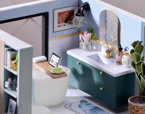 MAGQOO DIY Miniature Dollhouse Kit with Furniture 1:32 Scale Creative Room Mini Wooden Doll House Accessories DIY Miniature House Kit (Satisfied Time) - color: Satisfied Time
