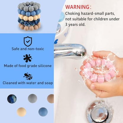 ASTARON 100 Pcs 15mm Starry Blue Silicone Beads for Keychain Making Crafts - color: Light-yellow Blue Grey