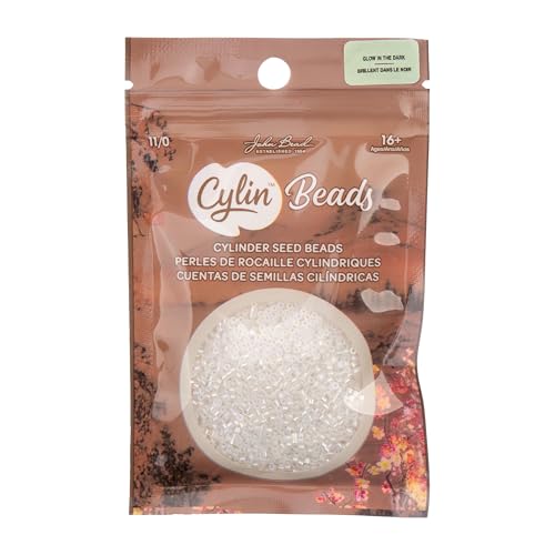John Bead 25g Cylin Beads White to Turquoise Glow in Dark AB 11/0 Glass Cylindrical Seed Beads for Jewelry Bracelets Necklaces Earrings Making Embroidery - color: White to Turquoise Glow in Dark AB