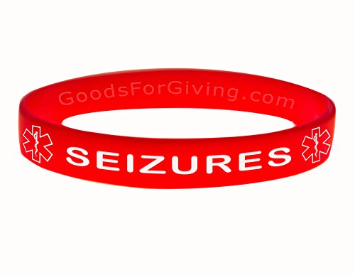 Seizures ID Bracelet Wristbands - color: Red, size: 8-1/4 Inches - Large