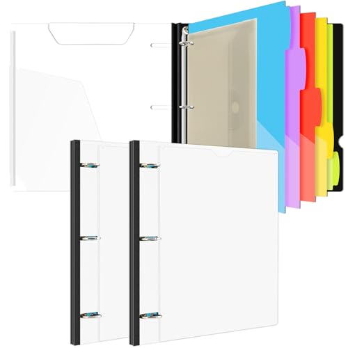 INFUN 1 Inch 3-Ring Telescoping Project Organizer Binder-2PCS,13 Pocket, Customizable Front Cover, 5 Colors Pocket Divider and Plastic Binder Pocket，225 Sheet Capacity-White - color: White, size: 2 PCS