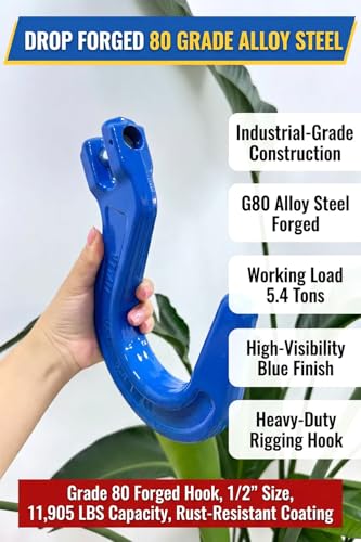 1/2" G80 Clevis Foundry Hook, 11905 Lbs 1 Pack 5.4t Working Load Limit Lifting Clevis Chain Hook for G80 Transport Binder Chain and Binder, Lifting Slings, Industrial Rigging【5.4t*1Pack】 - size: 1 Pack 5.4T