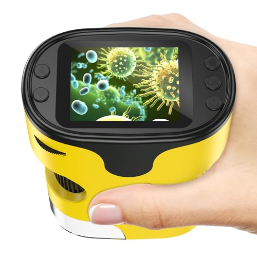 Kids Digital Microscope Science Gift: Complete STEM Toy Kit for Ages 4-12 - color: Yellow