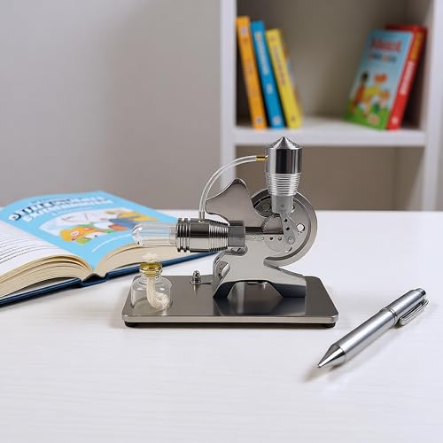 Sunnytech Hot Air Stirling Engine Motor Model Educational Toy Electricity Generator Colorful LED SC (SC005) - style: SC005