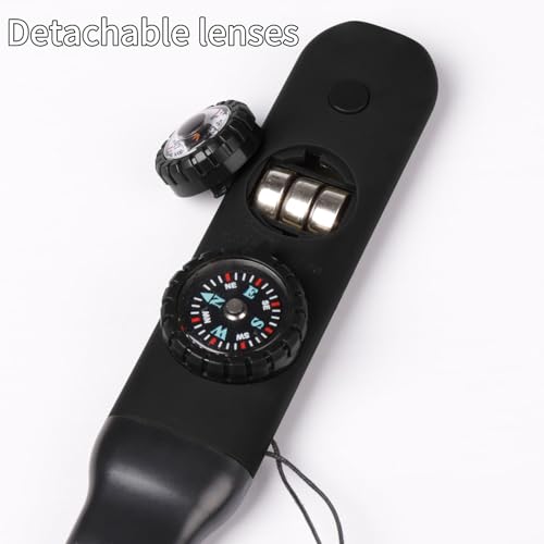 Multifunctional Survival Emergency Whistle for with Compass Hiking Survival, Thermometer & Neck Lanyard | Emergency Safety Gear for Hiking, Camping, Kayaking, Boating, Climbing - color: obsidian black2pcs