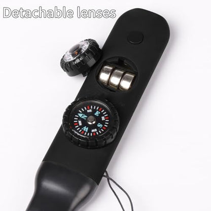 Multifunctional Survival Emergency Whistle for with Compass Hiking Survival, Thermometer & Neck Lanyard | Emergency Safety Gear for Hiking, Camping, Kayaking, Boating, Climbing - color: obsidian black2pcs