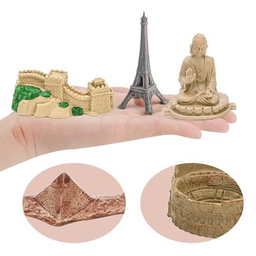 ONEST 7 Pieces Mini World Building Model Playsets Famous Architecture Figurines - style: F Set