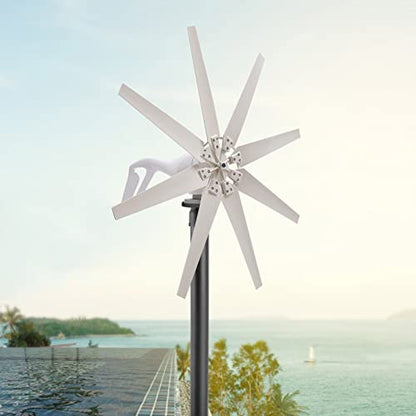 Wind Turbine Generator Kit 600W 12V w/8 Blade, Wind Generator Kit w/Charge Controller, Wind Power Generator for Marine, Home, Windmill Generator Suit for Hybrid Solar Wind System