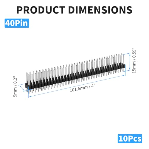 2x40 Pin Header Strip, 15mm, Dual Male Header Pins Connector - size: 15mm Single Row Plastic