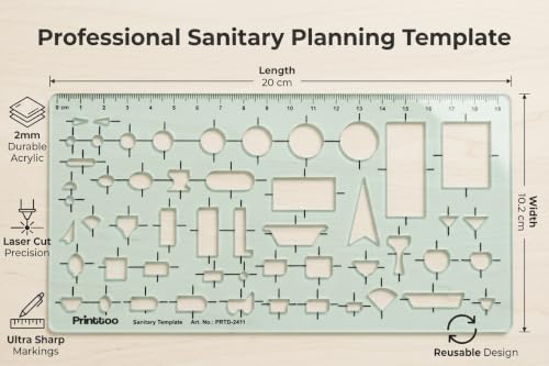 Printtoo Sanitary Planning Template, Acrylic Drafting Stencil for Architect - color: Series -PRTD-2411A