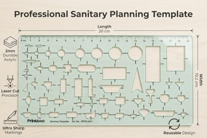Printtoo Sanitary Planning Template, Acrylic Drafting Stencil for Architect - color: Series -PRTD-2411A
