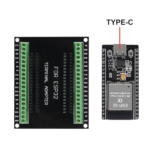 3 Set ESP32 Development Board Type C 38Pin Narrow Version WiFi + Bluetooth Microcontroller ESP-32 ESP-32S Board ESP-WROOM-32 with ESP32 Breakout Board GPIO 1 into 2 Terminal Screw Board