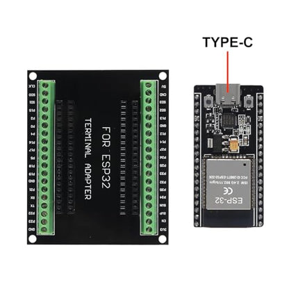 3 Set ESP32 Development Board Type C 38Pin Narrow Version WiFi + Bluetooth Microcontroller ESP-32 ESP-32S Board ESP-WROOM-32 with ESP32 Breakout Board GPIO 1 into 2 Terminal Screw Board