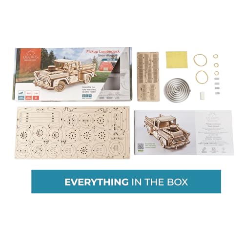 UGEARS Pickup Lumberjack Model Car Kits 3D Puzzle Adult Crafts, Mechanical Wooden Model Kits for Adults - style: Pickup Lumberjack