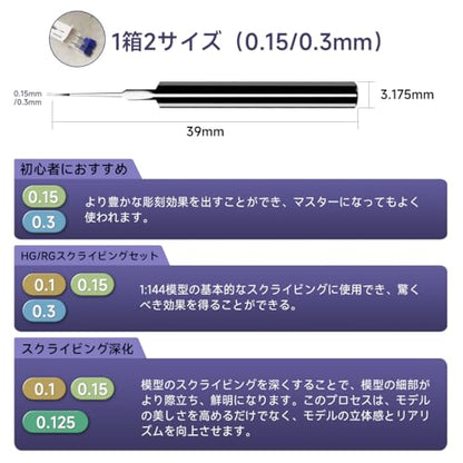 stedi Model Scriber Blades Tungsten Steel 0.15+0.3mm Replacement - style: 0.15mm+0.3mm