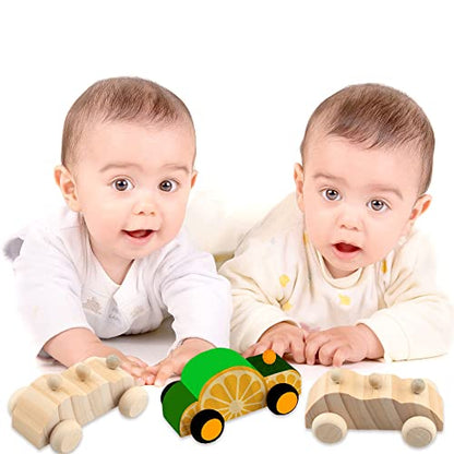 Haconba 18 Pack DIY Wood Car Toys Unfinished Wooden Cars to Paint Wooden Craft Cars for Home Activities Craft Projects Family Time Handicraft