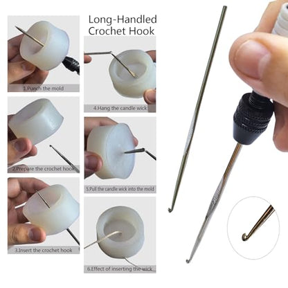 Candle Making Tools for Punching Holes and Inserting Wicks, Candle Making Kit for Adult Beginners Including Wick Needle with Hook and Large Eye, Perfect to Silicone Molds with No Holes for Wicks - color: White, style: 11 PCS