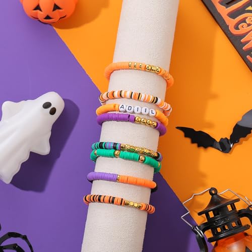 ADIIL 7200pcs Clay Beads Bracelet Making Kit, 6mm Polymer Heishi Beads for Jewelry Making, Friendship Bracelet Kit Birthday Gift for Adults Halloween - color: Halloween
