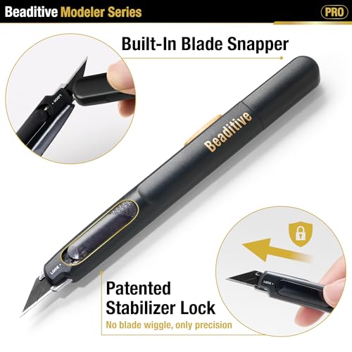 Beaditive High Precision Detail Craft Knife Pro - 30 Degree Blade Utility Knife - Art, Craft, Model Making (1 Pro Knife, 10 Black Blades) - style: 1 Pro Knife, 10 Black Blades