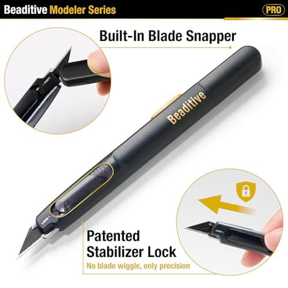 Beaditive High Precision Detail Craft Knife Pro - 30 Degree Blade Utility Knife - Art, Craft, Model Making (1 Pro Knife, 10 Black Blades) - style: 1 Pro Knife, 10 Black Blades