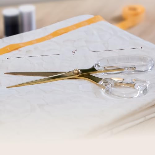 OfficeGoods 9” Stainless Steel Acrylic Scissors, Clear with Gold Metal - color: Gold