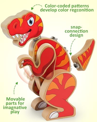 Coogam Dinosaur Snap Together Building Toys, Wooden Take Apart Dinosaur - style: Dinosaur