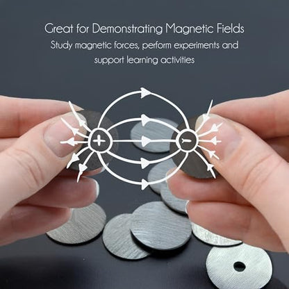 Eisco - Ceramic Disc Magnets Pack of 6-25x5mm - Durable and Versatile Magnets for Science, Education, and Experiments - Ideal for Magnetic Fields Studies, STEM Projects, and Lab Applications