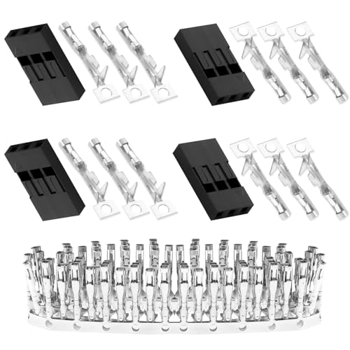 50 Sets / 200 Pieces for Dupont 2.54mm 3Pin Black Female Connector - size: 3-Pin Female, style: Black-Single Row