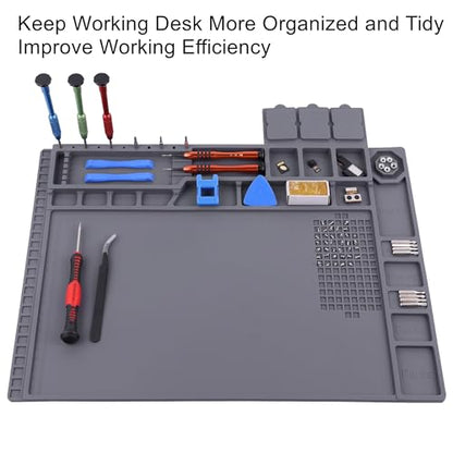 Premium Heat Resistant 932°F Magnetic Soldering Mat, 17.3'' x 11.8'' Electronics Repair Work Mat for Soldering, Electronics Computer Cellphone Repair, BGA Soldering Gun Iron Workbench Protection
