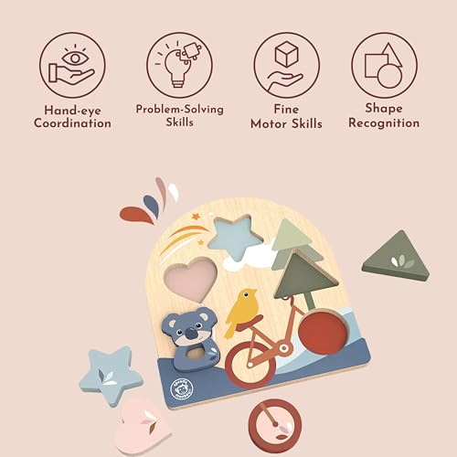 SPEEDY MONKEY Wooden Early Learning Puzzle | 4-Piece Shape Sorter Playset - color: Early Learning Puzzle
