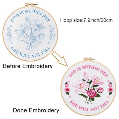 Louise Maelys Easter Tulip Rose Embroidery Kit for Beginners DIY - color: Easter Flowers