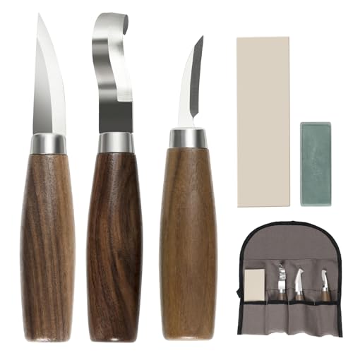 Wood Carving Tools Set - Wood Carving Knife Kit for Beginners, Adults, and Kids, Includes 3 Whittling Knives for DIY Woodworking and Carving Enthusiasts