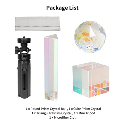 Meking 3Pcs Photography Crystal Prism with Mini Tripod - color: Coating style