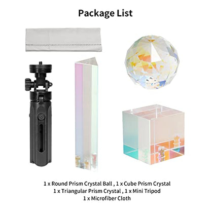 Meking 3Pcs Photography Crystal Prism with Mini Tripod - color: Coating style