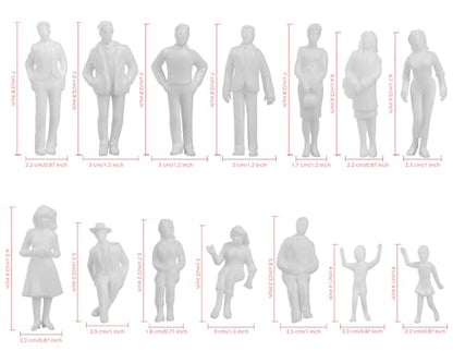 DS. Distinctive Style Unpainted Figures 1:25 Scale 24 Pieces Assorted Poses Miniature People for Architectural Layout Project G Scale Model Trains Railroads Home Bonsai Decor