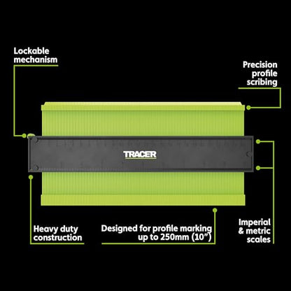 TRACER Contour Gauge 250mm (10”) Precise Marking Gauge with TRACER Deep Hole Construction Pencil. Gauge and Carpenters Pencil Set - style: 250mm (10”) plus Pencil