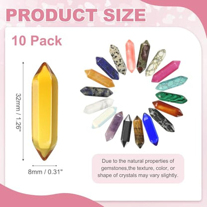 MECCANIXITY 10 Pack Citrine Quartz Crystals, Polished Crystals Bulk Hexagonal Shaped Meditation Gemstone for Jewelry Making Energy Balance Accessories Gifts - color: Citrine Quartz
