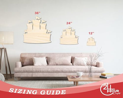 Unfinished Wood Medieval Castle Silhouette History Craft up to 46" DIY 10" / 1/8" - size: 10", style: 1/8" Thick Wood